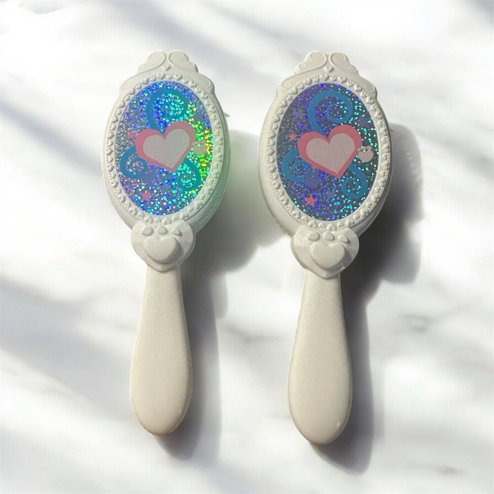 Build A Bear WHITE HEART BRUSH Holographic Sparkles Soft Bristles